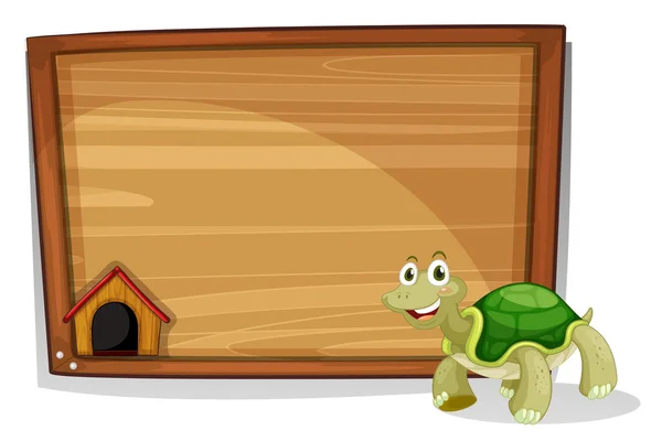 Eine Schildkröte vor einem leeren Brett — Stockvektor