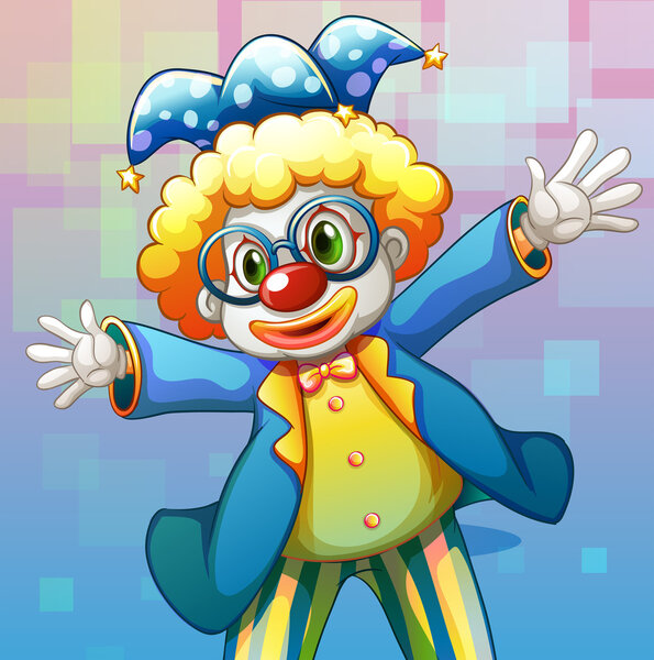 A clown with a colorful costume