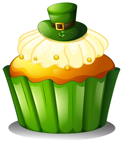 A cupcake with a green hat — Stock Vector