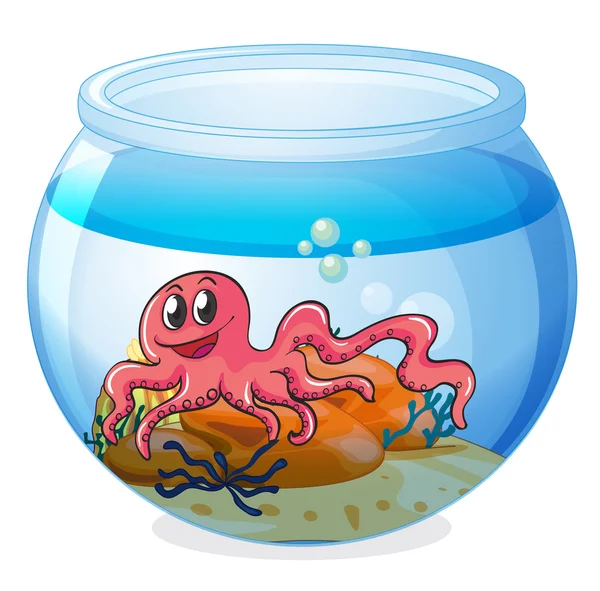 An octopus inside an aquarium — Stock Vector