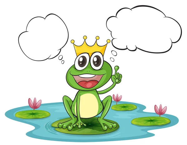 A thinking frog with a crown — Stock Vector