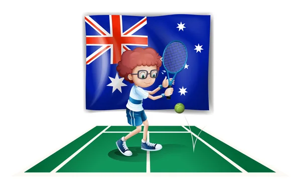 Una bandera australiana en la parte posterior de un jugador de tenis — Vector de stock