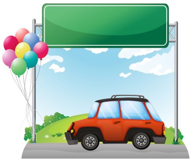 boş yeşil yönetim kurulu üzerinde turuncu bir jeep