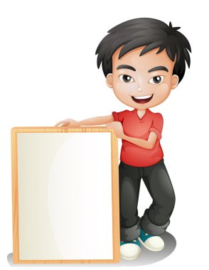 boş bir çerçeveli Pano tutan bir çocuk