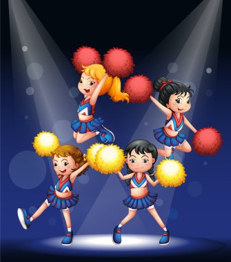 Kırmızı ve sarı pompoms tezahürat bir takımla