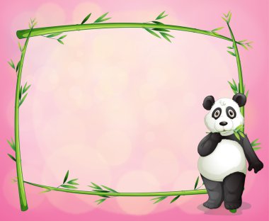 bir panda ve yeşil bambu çerçeve