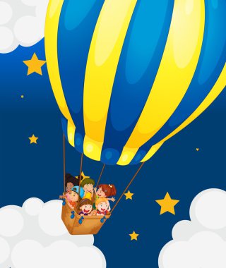 altı çocuk hava balonunda sürme