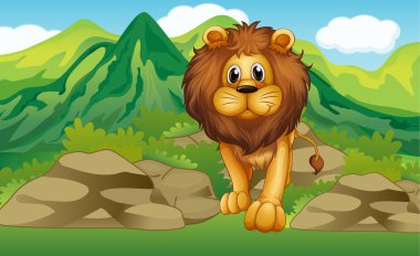 Alion arkasında bir dağ manzarası ile