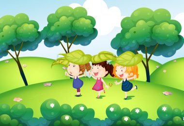 hills adlı yaprakları ile oynayan çocuklar