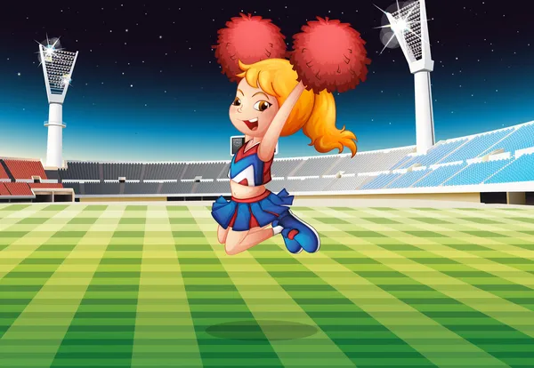 A cheerleader dancing at the stadium — Stock Vector