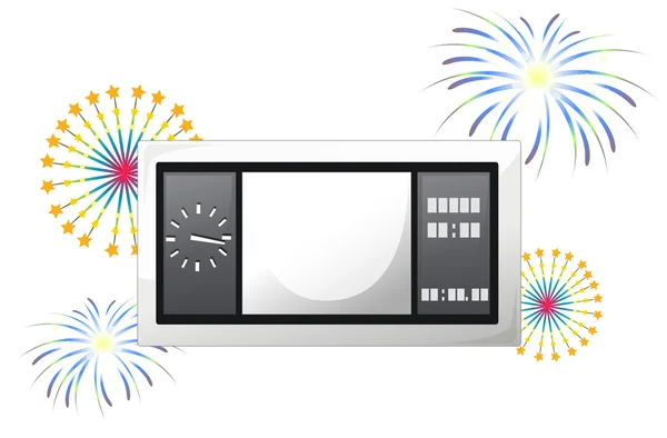 A scoreboard with fireworks — Stock Vector
