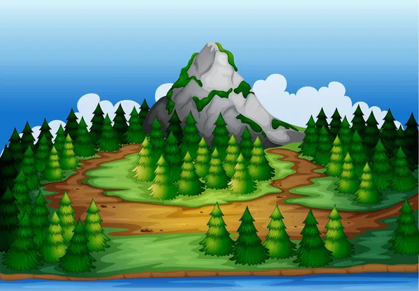 Une île pleine de pins — Image vectorielle