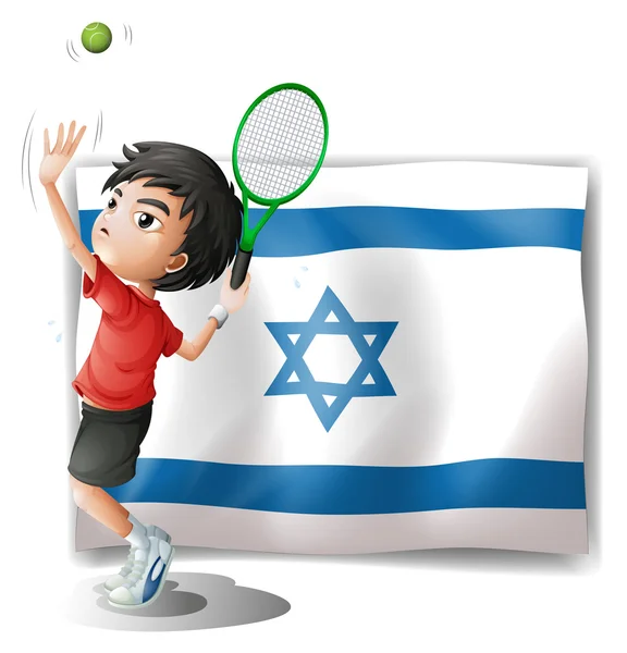 Bandeira de Israel e do tenista — Vetor de Stock