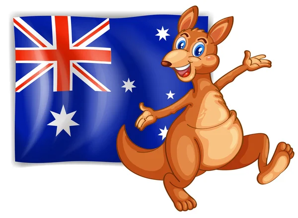 A kangaroo presenting the flag of Australia — Stock Vector