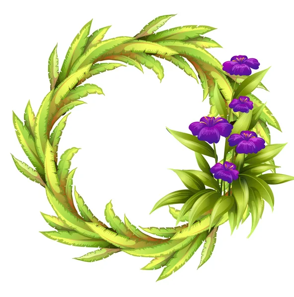 Круглая рамка с фиолетовыми цветами — стоковый вектор