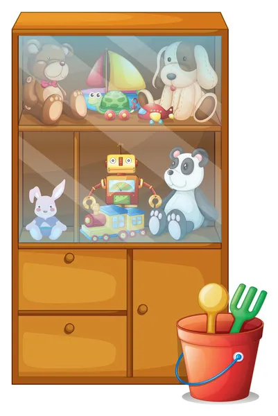 A cabinet full of toys — Stock Vector