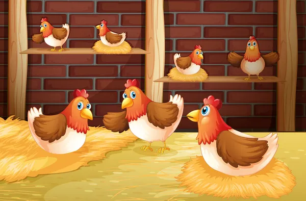 The seven hens — Stock Vector