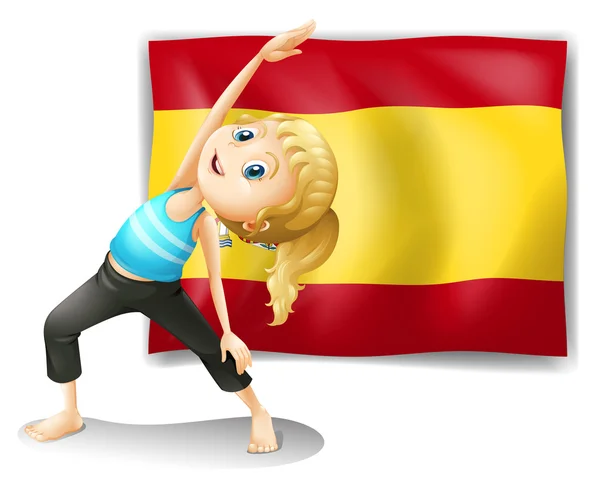 La bandiera di Spain sul retro di una ragazza — Vettoriale Stock
