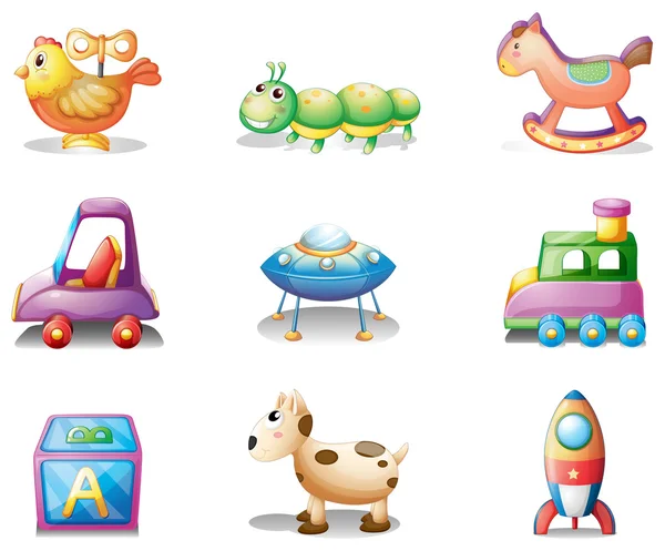 Kilenc különböző játékok gyerekeknek — Stock Vector