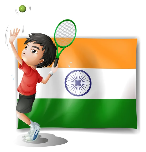 La bandera de India y el tenista — Vector de stock