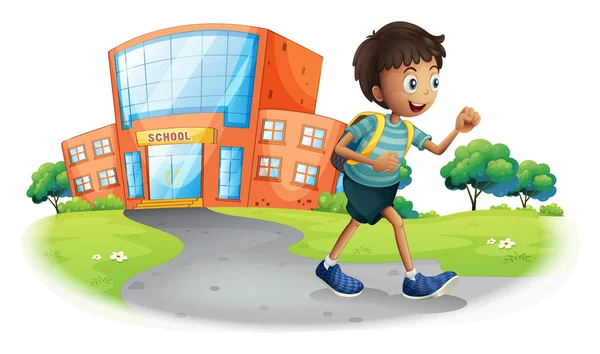 Ένα αγόρι που πηγαίνουν στο σπίτι από το σχολείο — Διανυσματικό Αρχείο