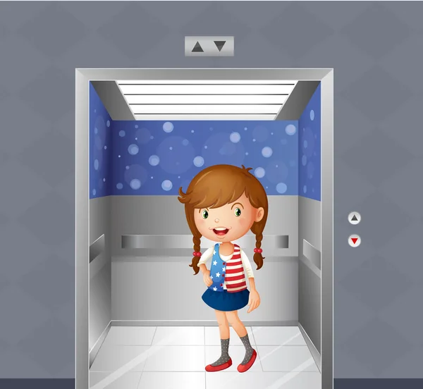 A little girl inside the elevator — Stock Vector