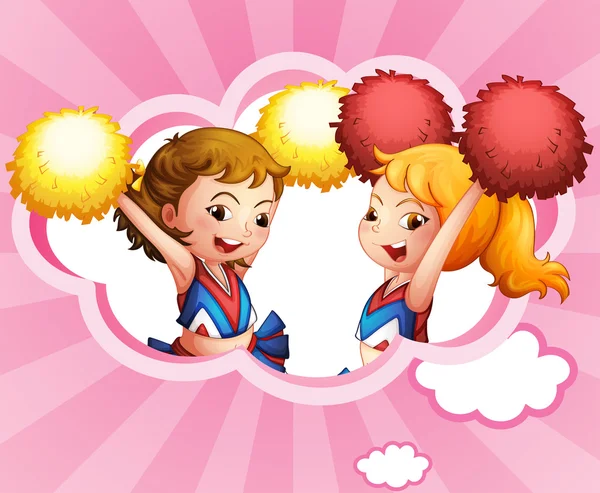 Deux pom-pom girls souriantes — Image vectorielle