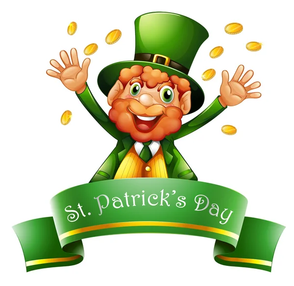 A man celebrating St. Patrick's Day with coins — Stock Vector