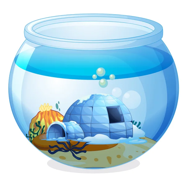 Una cueva dentro del acuario — Vector de stock