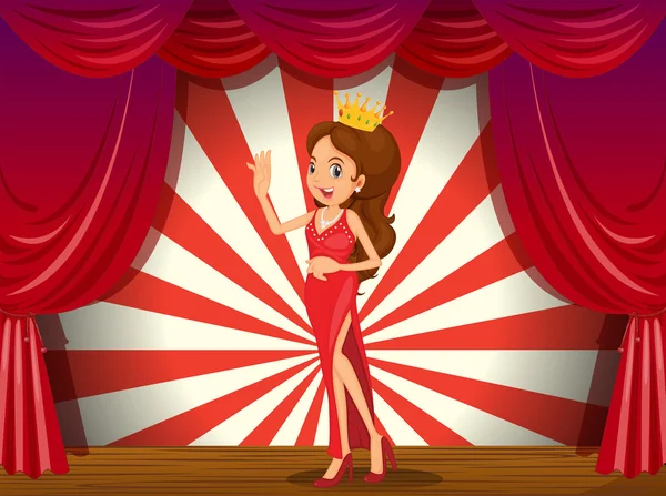 Une fille portant une couronne à la scène — Image vectorielle