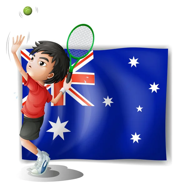 An athlete in front of the Australian flag — Stock Vector