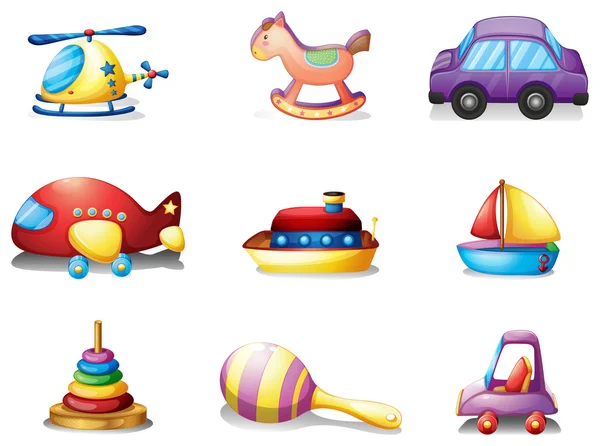 Nine different kind of toys Royalty Free Stock Vectors