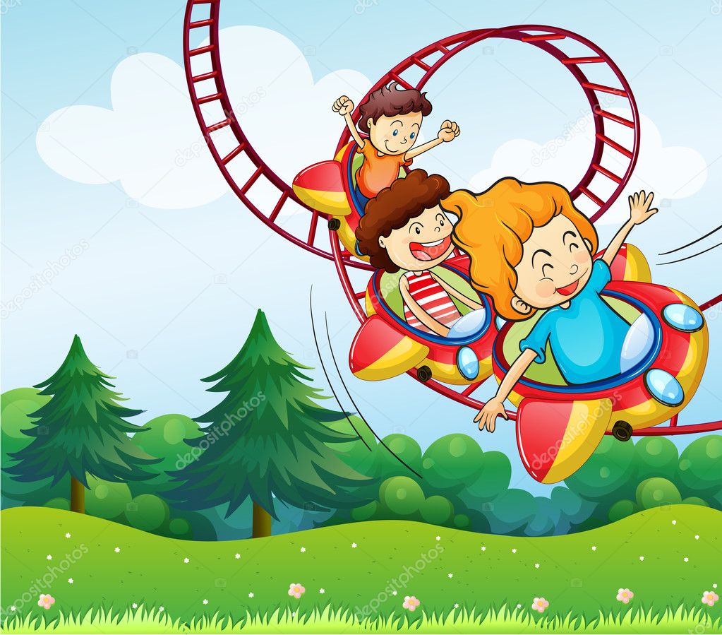 Three kids riding in the roller coaster Stock Vector Image by ©interactimages #22821236 Three kids riding in the roller coaster Stock Vector Image by ©interactimages #22821236