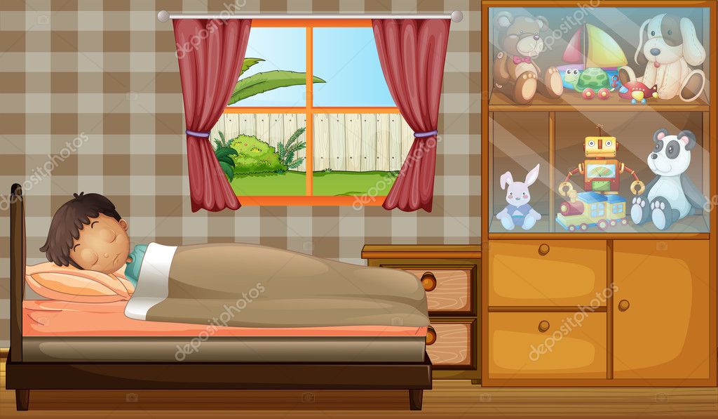 Illustration Of A Boy Sleeping In His Bedroom Premium Vector In Adobe