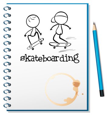 iki kapak kaykay ile bir dizüstü bilgisayar