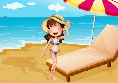 bir kızla sahilde rahatlatıcı bir yatak