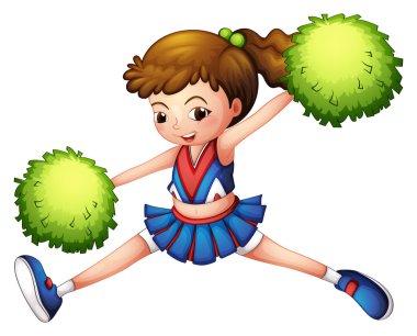 yeşil at kuyruğu ve yeşil pompoms cheerdancer
