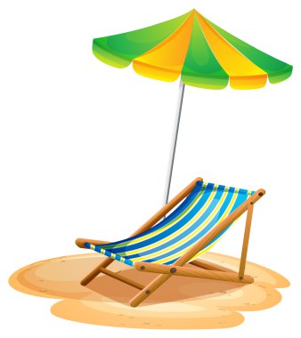 bir banka ile bir yaz şemsiye