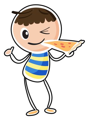 pizza yeme bir çocuk bir kroki