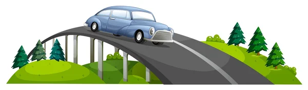 Une voiture passant sur le pont — Image vectorielle