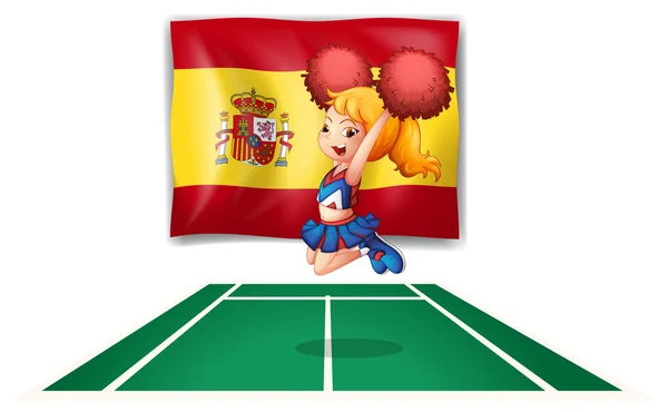 La bandiera di Spain e la cheerdancer — Vettoriale Stock