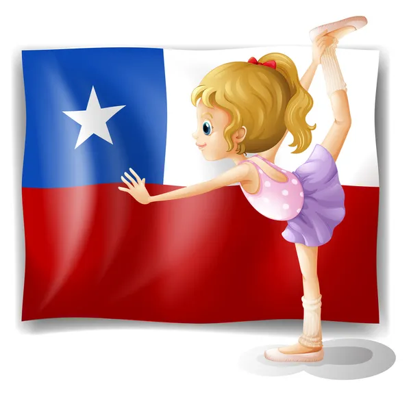 The flag of Chile and the young ballet dancer — Stock Vector