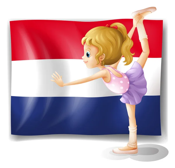 De vlag van Nederland en de gymnast — Stockvector