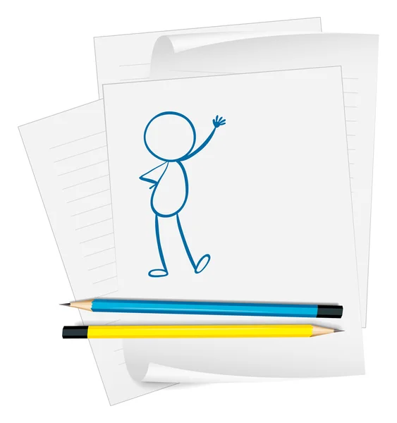 A paper with a sketch of a person standing — Stock Vector