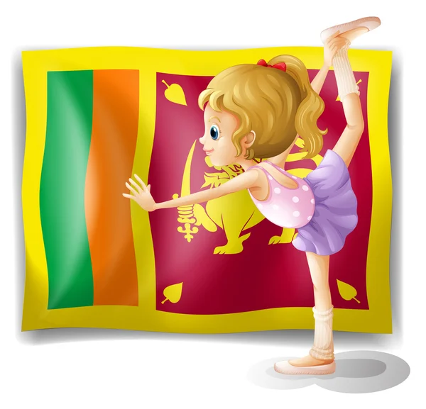 The flag of Sri Lanka and the gymnast — Stock Vector