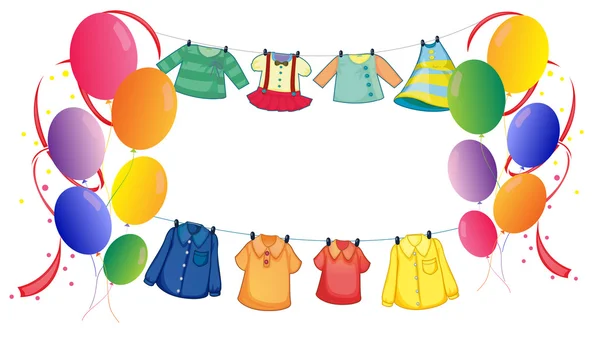 Ropa colgante con globos de colores — Vector de stock