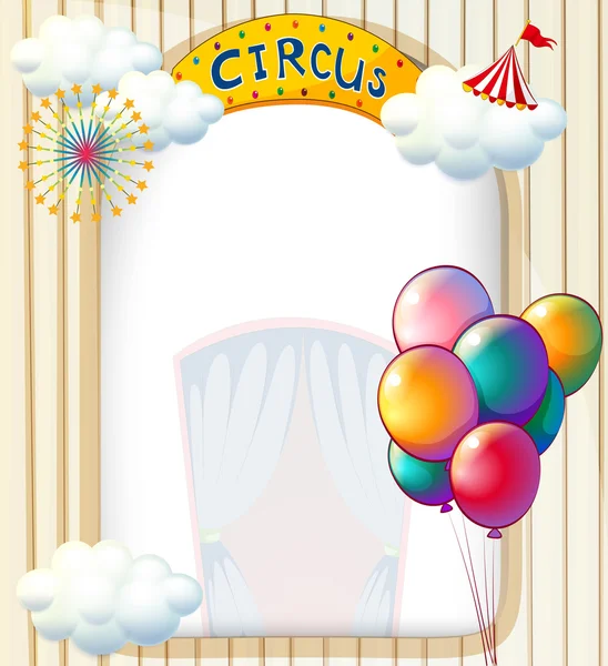 Una entrada de circo con globos — Vector de stock