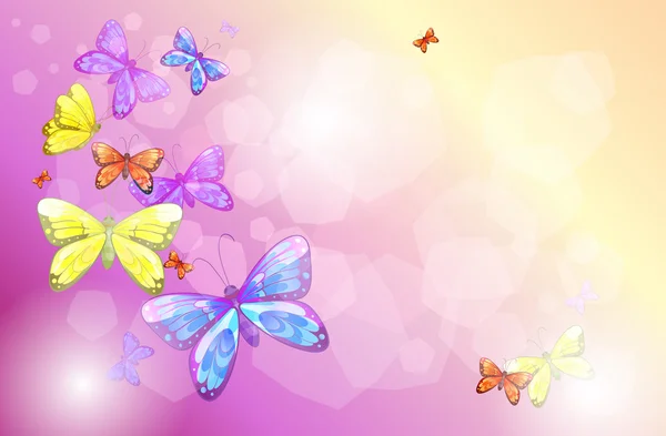 Papelería con mariposas de colores — Vector de stock