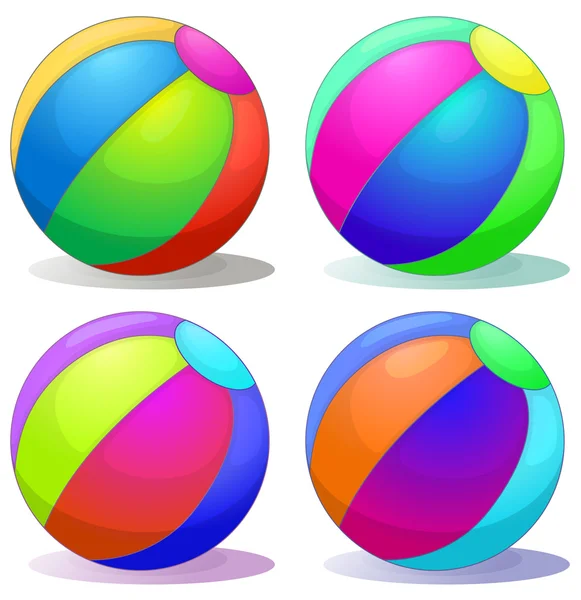 Quatre boules gonflables colorées — Image vectorielle