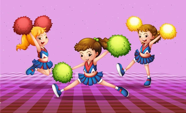 Les trois pom-pom girls énergiques — Image vectorielle